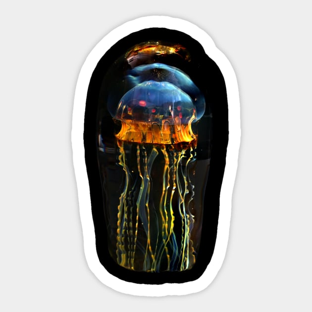 Satava Jellyfish - Art Glass Sticker by MrGreenGenes420